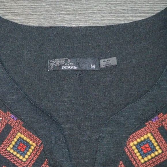 prAna Mira Cover Up Embroidered Boho Slub Tunic Top Dress Medium - Picture 5 of 10